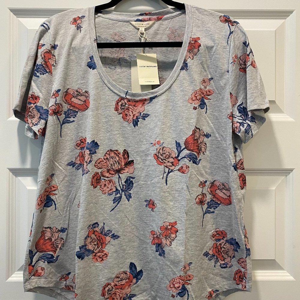 Lucky Brand Grey Floral T-Shirt